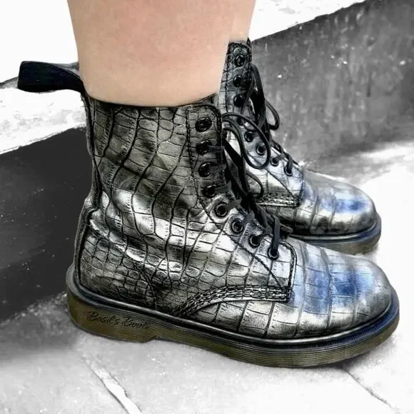 Martens Shoes Silver Black Rub Off Uk4 Us6 Pascal